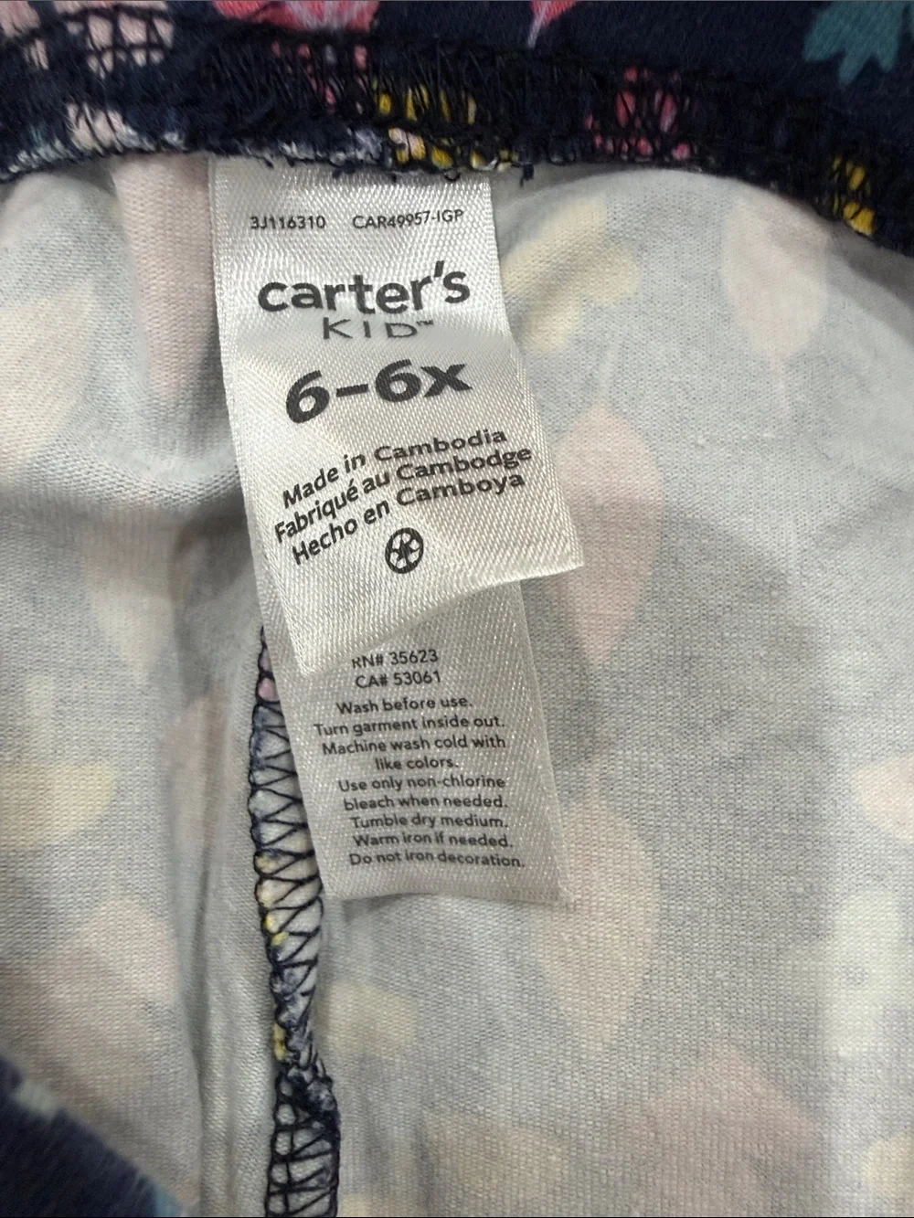 Carters Girls Navy Floral Forest Print Leggings, Size 6-6x